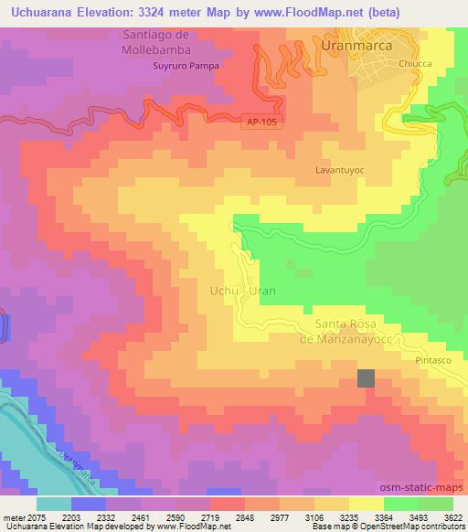 Uchuarana,Peru Elevation Map
