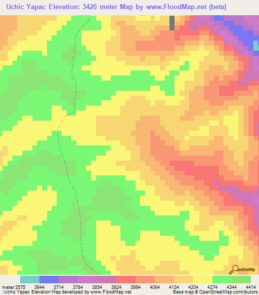 Uchic Yapac,Peru Elevation Map