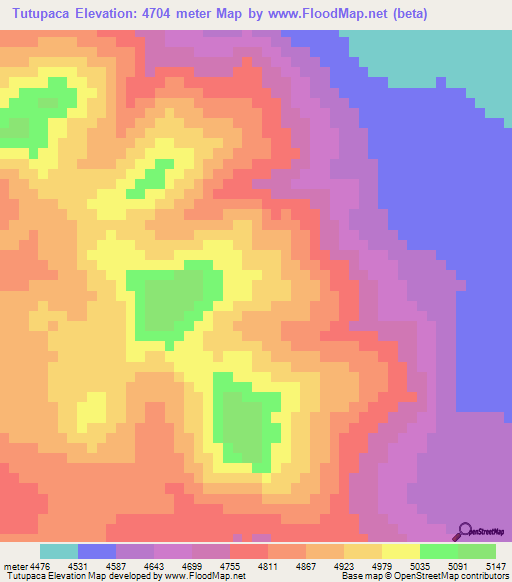 Tutupaca,Peru Elevation Map