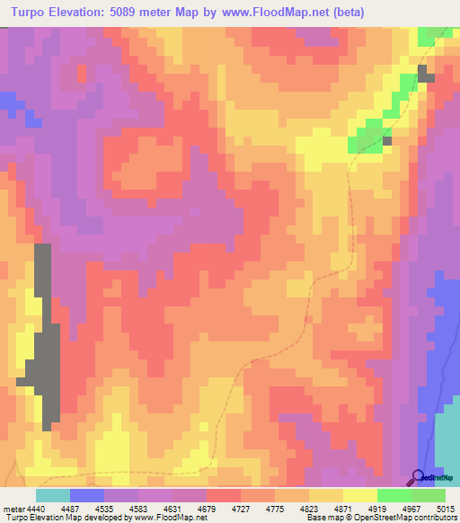 Turpo,Peru Elevation Map