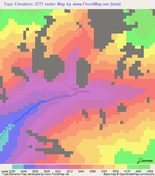 Tupe,Peru Elevation Map