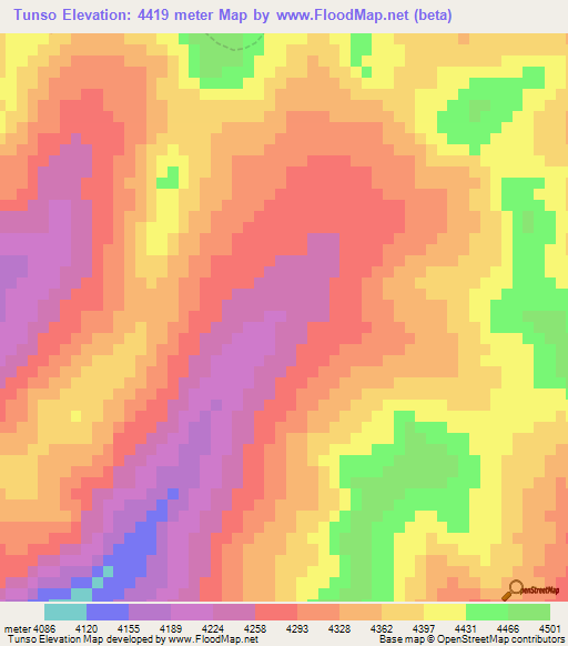 Tunso,Peru Elevation Map