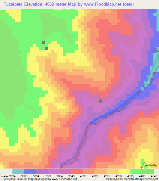 Tucsipata,Peru Elevation Map