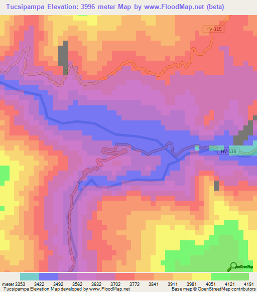 Tucsipampa,Peru Elevation Map