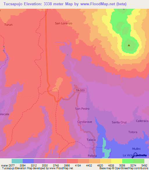Tucsapujo,Peru Elevation Map