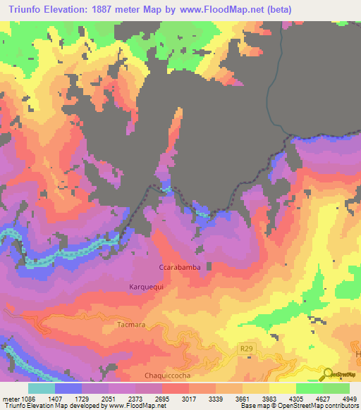 Triunfo,Peru Elevation Map