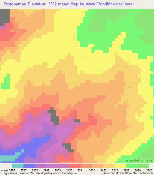 Trigopampa,Peru Elevation Map