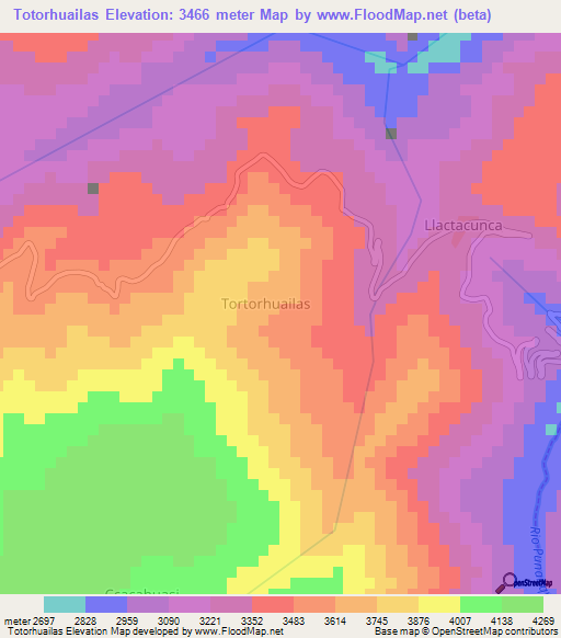 Totorhuailas,Peru Elevation Map