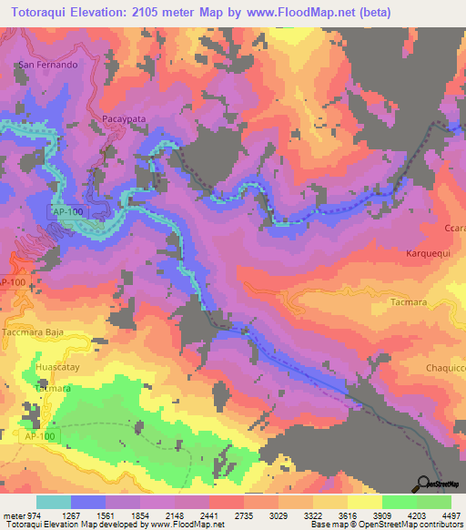 Totoraqui,Peru Elevation Map