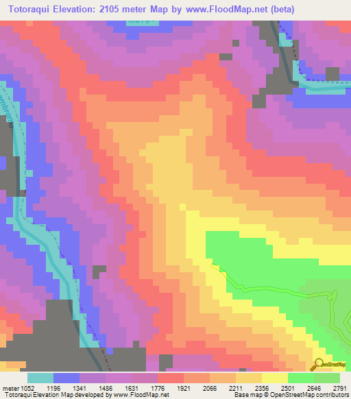 Totoraqui,Peru Elevation Map