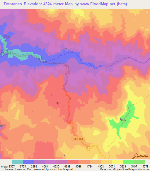 Totoraneo,Peru Elevation Map