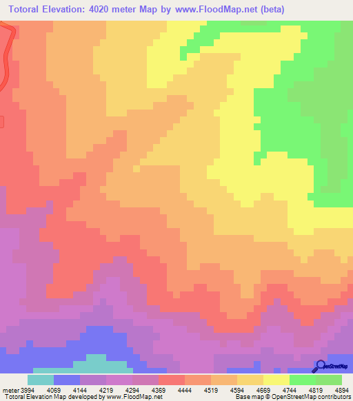 Totoral,Peru Elevation Map