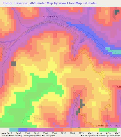 Totora,Peru Elevation Map