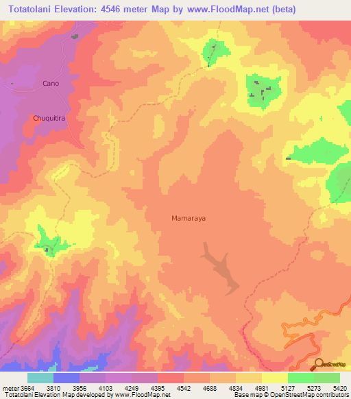 Totatolani,Peru Elevation Map