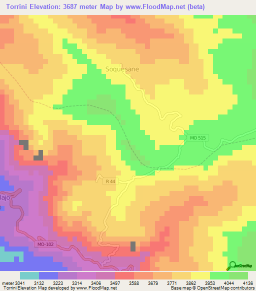 Torrini,Peru Elevation Map