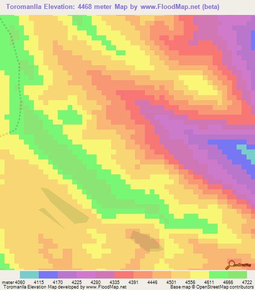 Toromanlla,Peru Elevation Map