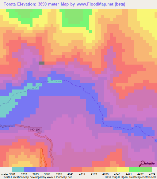 Torata,Peru Elevation Map