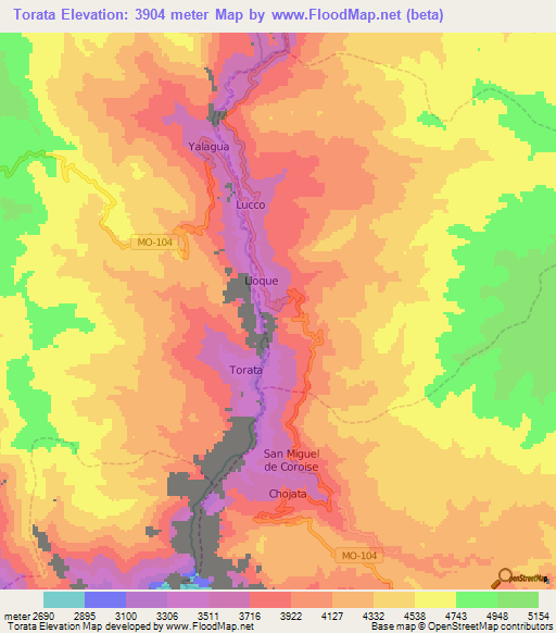 Torata,Peru Elevation Map