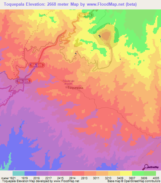 Toquepala,Peru Elevation Map