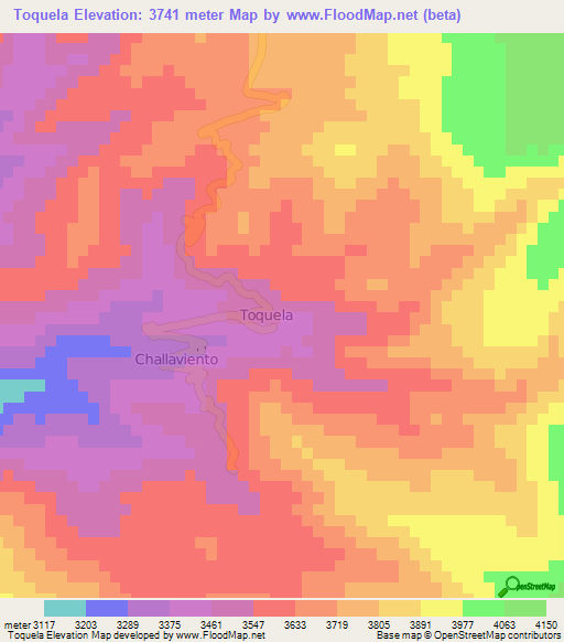 Toquela,Peru Elevation Map