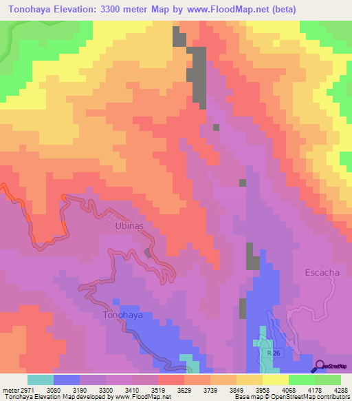 Tonohaya,Peru Elevation Map