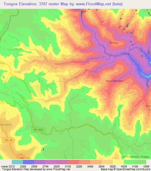 Tongos,Peru Elevation Map