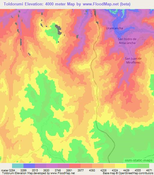 Toldorumi,Peru Elevation Map