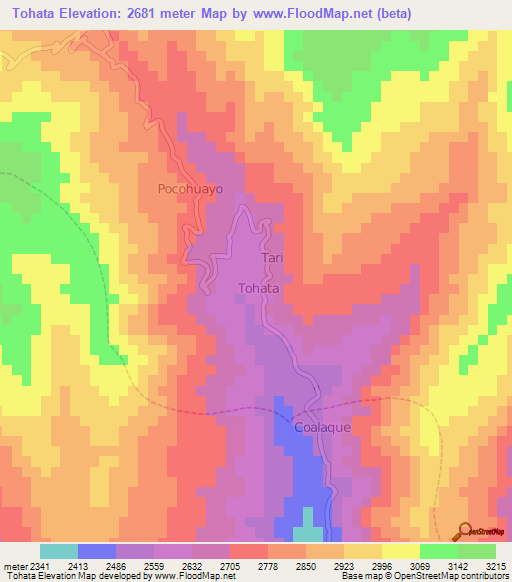 Tohata,Peru Elevation Map