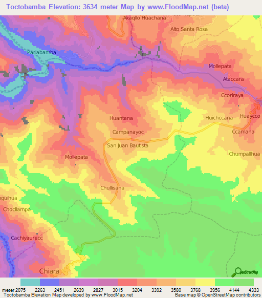 Toctobamba,Peru Elevation Map