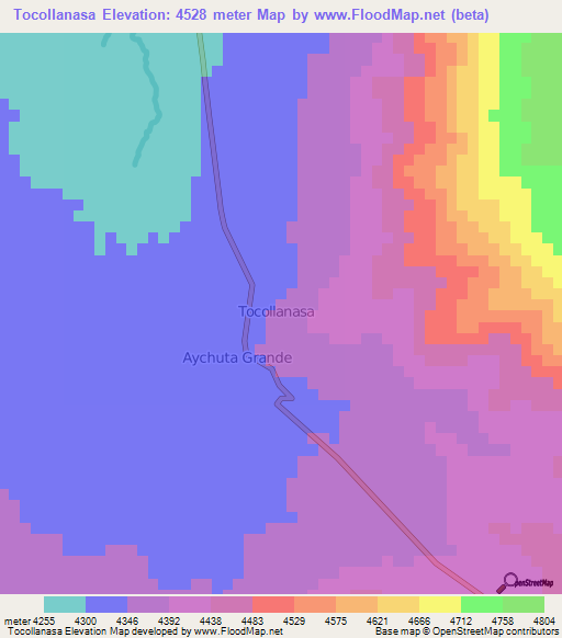 Tocollanasa,Peru Elevation Map