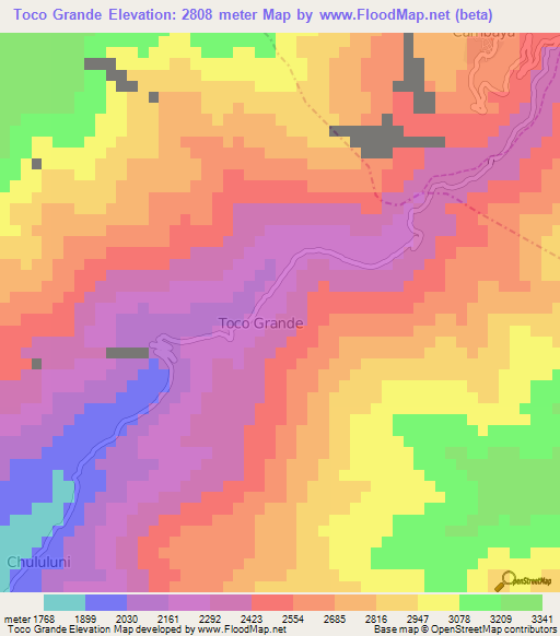 Toco Grande,Peru Elevation Map