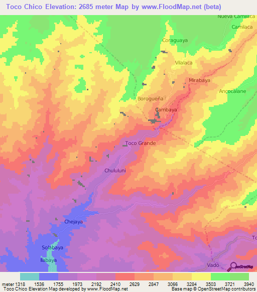 Toco Chico,Peru Elevation Map