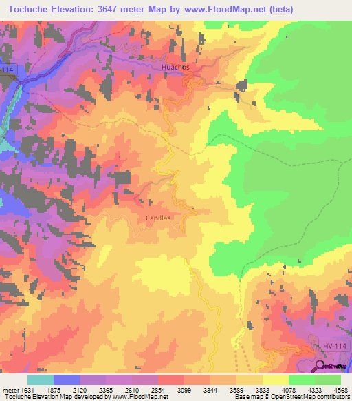 Tocluche,Peru Elevation Map