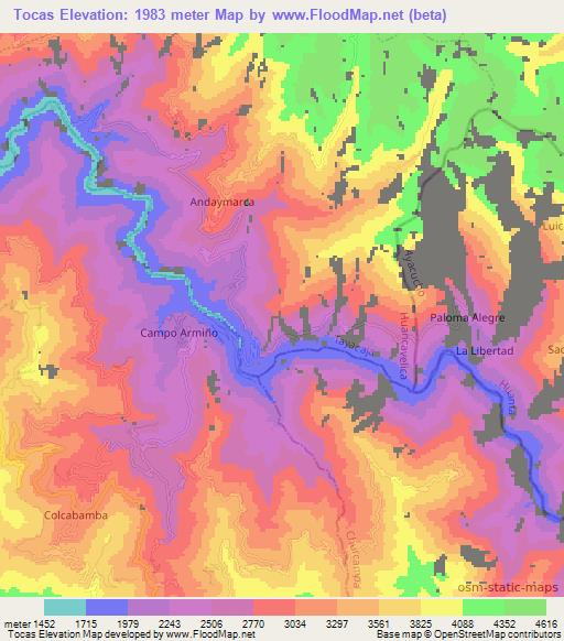 Tocas,Peru Elevation Map
