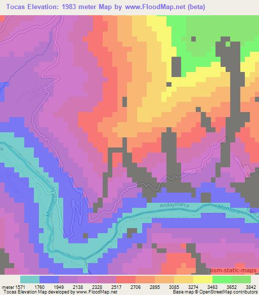 Tocas,Peru Elevation Map