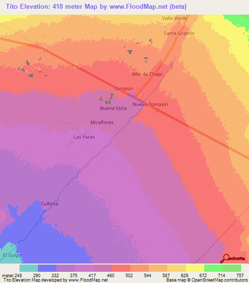 Tito,Peru Elevation Map