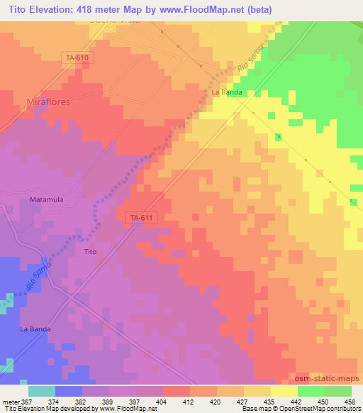 Tito,Peru Elevation Map
