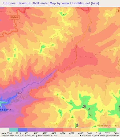 Titijones,Peru Elevation Map