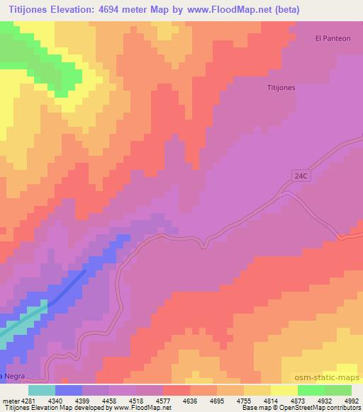 Titijones,Peru Elevation Map