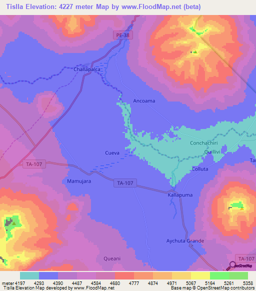 Tislla,Peru Elevation Map