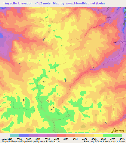 Tinyacllo,Peru Elevation Map