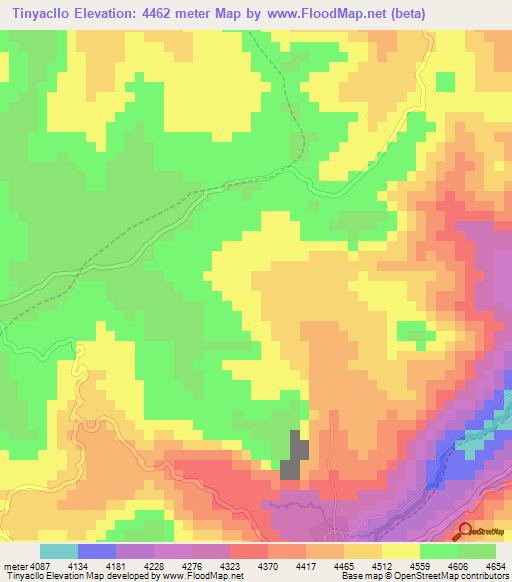 Tinyacllo,Peru Elevation Map
