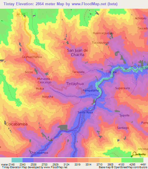 Tintay,Peru Elevation Map