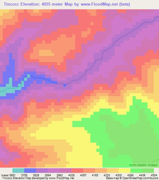 Tincocc,Peru Elevation Map
