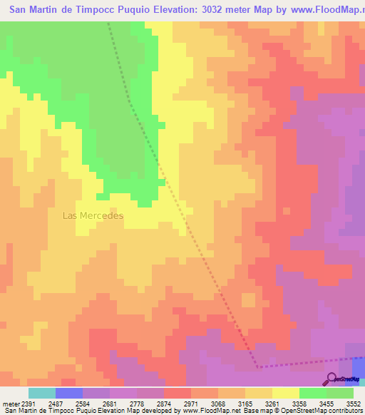 San Martin de Timpocc Puquio,Peru Elevation Map