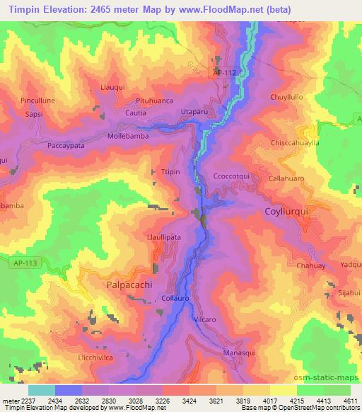 Timpin,Peru Elevation Map