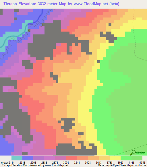 Ticrapo,Peru Elevation Map