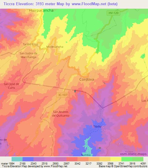 Ticcra,Peru Elevation Map