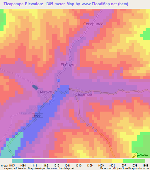 Ticapampa,Peru Elevation Map