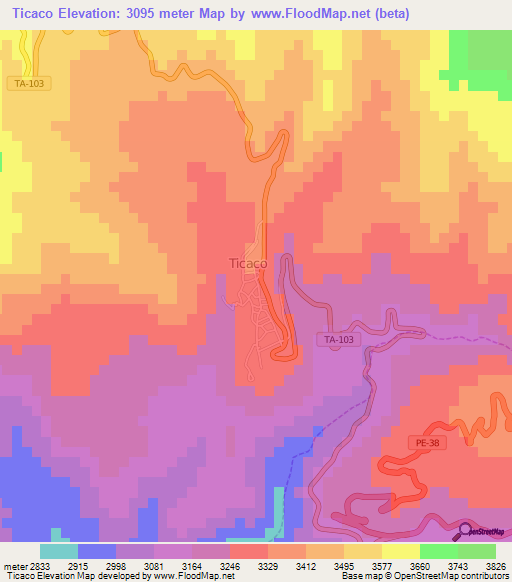 Ticaco,Peru Elevation Map